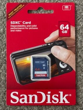 New Sealed Sandisk SDXC Memory Card 64GB HD